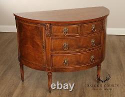 Regency Style Burl Walnut Demilune Commode