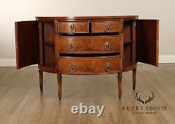 Regency Style Burl Walnut Demilune Commode