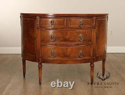 Regency Style Burl Walnut Demilune Commode