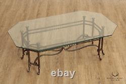 Regency Style Wrought Iron Glass Top Coffee Table