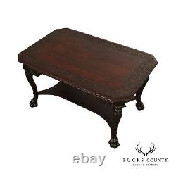 Renaissance Revival Carved Mahogany Library Table Desk