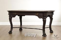 Renaissance Revival Carved Mahogany Library Table Desk