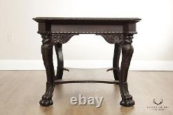 Renaissance Revival Carved Mahogany Library Table Desk