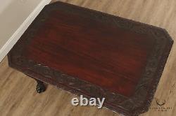 Renaissance Revival Carved Mahogany Library Table Desk