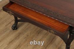 Renaissance Revival Carved Mahogany Library Table Desk