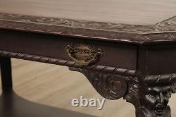 Renaissance Revival Carved Mahogany Library Table Desk