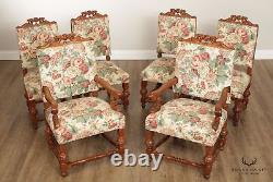 Renaissance Revival Set of Six Carved Oak Dining Chairs