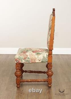 Renaissance Revival Set of Six Carved Oak Dining Chairs