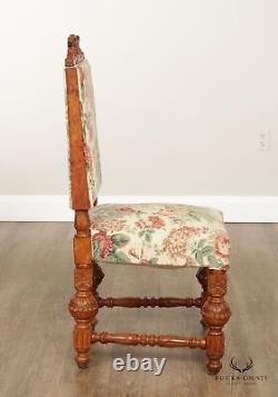 Renaissance Revival Set of Six Carved Oak Dining Chairs