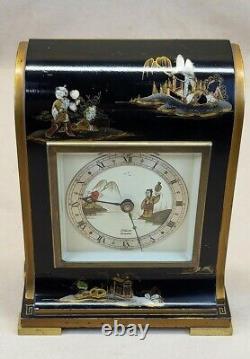 Restored! RARE 1950 Elliott London Chinoiserie Painted Lacquer 8-Day Shelf Clock