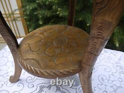 Richly Carved Wood Side Table Flying Chinese Dragon Late 20th Century