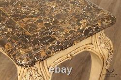 Rococo Style Carved Painted Console Table with Tessellated Marble Top