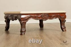 Rococo Style Square Travertine Marble Top Coffee Table