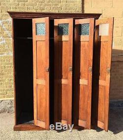 Row of Four Antique Late 19th Century Oak Police Lockers