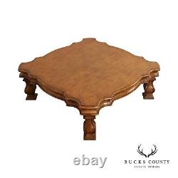 Rustic European Baroque Style Large Rustic Wood Square Coffee Table
