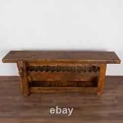 Rustic French Carpenter's Workbench Console Table with Wine Rack, circa 1890