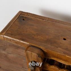 Rustic French Carpenter's Workbench Console Table with Wine Rack, circa 1890