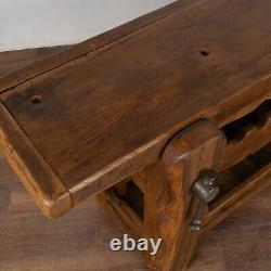 Rustic French Carpenter's Workbench Console Table with Wine Rack, circa 1890