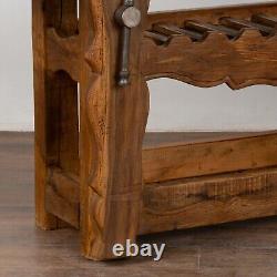 Rustic French Carpenter's Workbench Console Table with Wine Rack, circa 1890