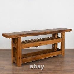 Rustic French Carpenter's Workbench Console Table with Wine Rack, circa 1890