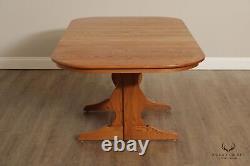 S. Bent and Brothers Farmhouse Oak Expandable Trestle Dining Table