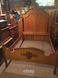 SALE LOCAL PICK-UP ONLY Antique Solid Oak & Walnut Double Bed Circa Late 1800s