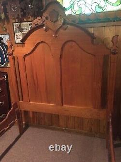 SALE LOCAL PICK-UP ONLY Antique Solid Oak & Walnut Double Bed Circa Late 1800s