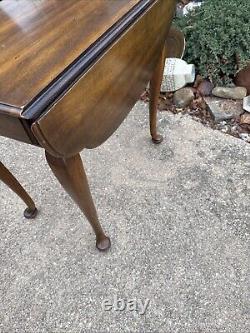 STATTON Trutype Americana Drop Leaf Oxford Queen Anne End Side Table Drawer 1971