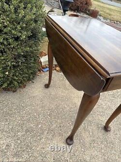 STATTON Trutype Americana Drop Leaf Oxford Queen Anne End Side Table Drawer 1971