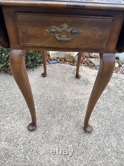 STATTON Trutype Americana Drop Leaf Oxford Queen Anne End Side Table Drawer 1971