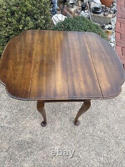 STATTON Trutype Americana Drop Leaf Oxford Queen Anne End Side Table Drawer 1971