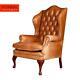 STUNNING LATE 20thC ENGLISH LEATHER WING BACK CHAIR c. 1980