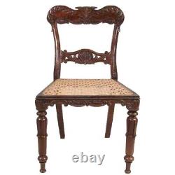 Set 6 Antique Anglo Indian Late Regency Rosewood Caned Dining Chairs c. 1860