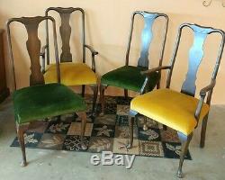 Set of 4 Dining Room Chairs Dark Stain From England Late 1890's English