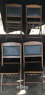 Set of 4 Late 19th/Early 20th Century Oil Cloth Campaign Folding Chairs