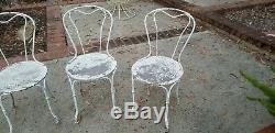 Set of 4x, Antique French Garden Chairs Wrought-Iron ORIGINAL Late 19th Century