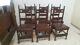 Set of 6 Antique Walnut Dining Chairs Italian late 1800's Farm Table Sidechairs