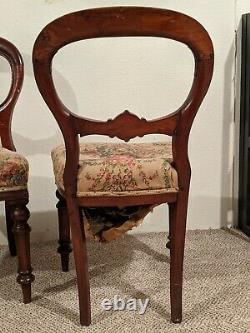 Set of 6 Victorian Balloon Back Dining Chairs For Repair, late 1800's