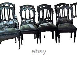 Set of 9 Late Federal Mahogany Dining Chairs and Settee