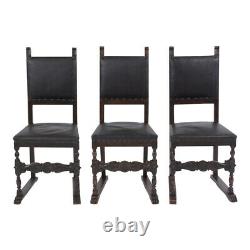 Set of Six Late 19th Century Renaissance Leather Dining Chairs