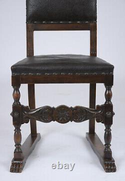 Set of Six Late 19th Century Renaissance Leather Dining Chairs