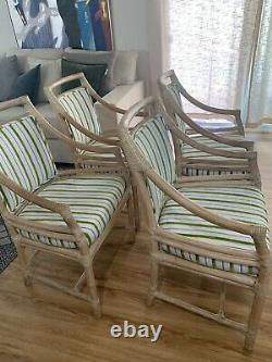 Set of Six McGuire Target Arm Chairs And Bar Stools, Circa Late 20th Century