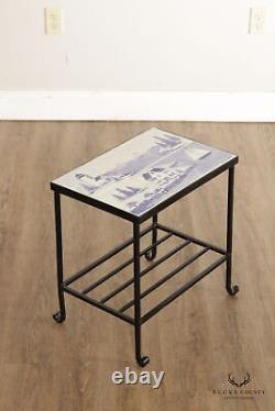Shard Pottery Maine Tile Top Wrought Iron Side Table