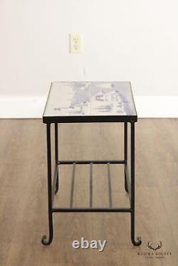 Shard Pottery Maine Tile Top Wrought Iron Side Table