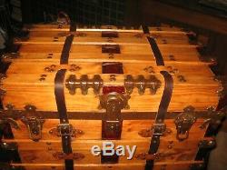 Small Antique Stagecoach Steamer Trunk Late 1800s Flat Top Chest Coffee Table