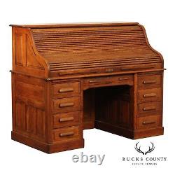 Standard Furniture Co. Antique Victorian Oak Roll Top Desk