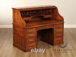 Standard Furniture Co. Antique Victorian Oak Roll Top Desk