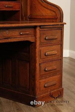 Standard Furniture Co. Antique Victorian Oak Roll Top Desk