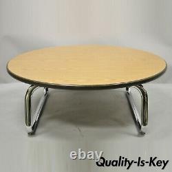 Steelcase Chrome Base Round Formica Top Mid Century Modern Office Coffee Table