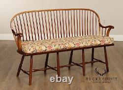 Stickley Early American Style Cherry Spindle Back Windsor Settee